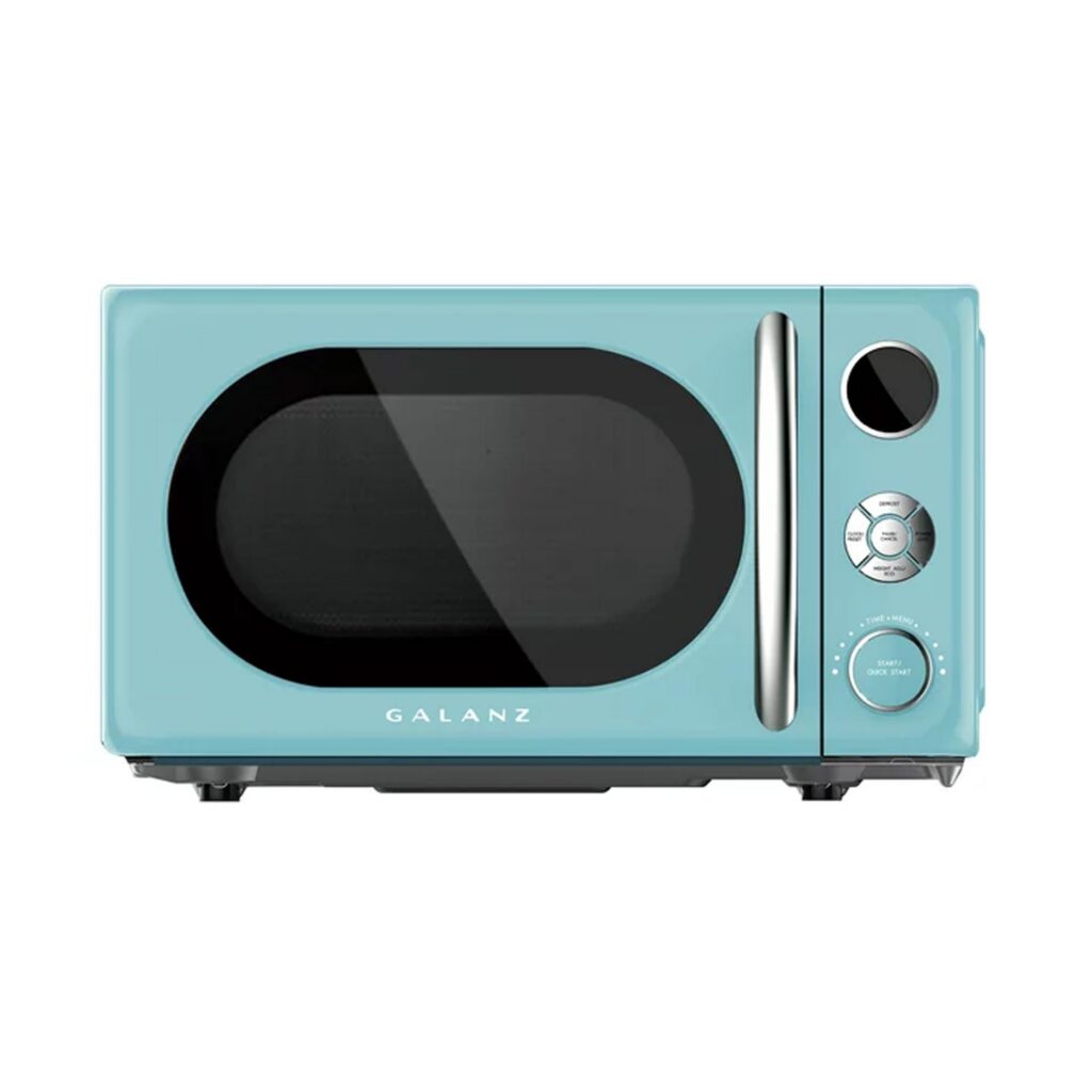 Galanz 0.7 Cu ft Retro Countertop Microwave Oven, 700 Watts, Blue, New